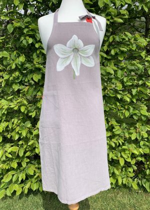 Alternative view of Linen Apron - white and green amaryllis