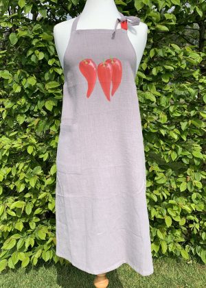 Alternative view of Linen Apron - chillies