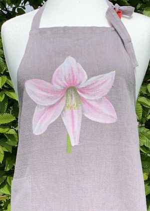 Linen Apron - pale pink amaryllis