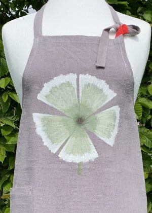 Linen Apron - green sweet william